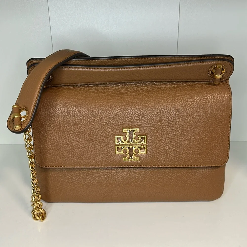 Tory Burch Britten Flap Shoulder Bag— Bark/209 - Picture 2 of 14